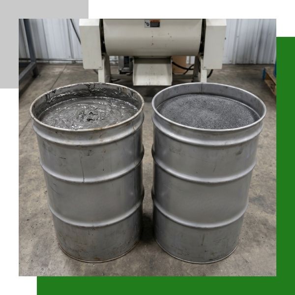 barrels full of wet and dry material